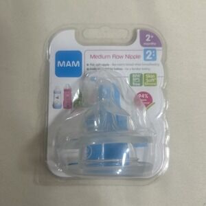 MAM Bottle Nipples Medium Flow Nipple Level 2 (Set of 2), for 2+ Months,Silicone